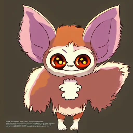 Image similar to Gizmo Mogwai from Gremlins in cute anime, by Ghibli, trendy on artstation