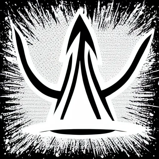 Prompt: mage pointy hat on fire vector art, logo, black and white, clear, no watermarks