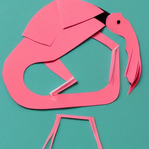 Prompt: flamingo paper art
