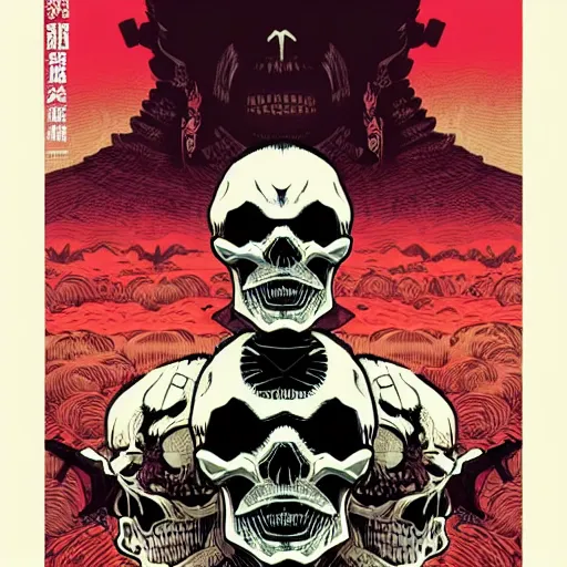 Prompt: skull samurai mask on hell by feng zhu and loish and laurie greasley, victo ngai, andreas rocha, john harris