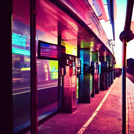 Prompt: cyberpunk bus stop