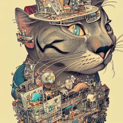 Image similar to crazy cat apartments, extremely detailed, sharp focus, wide view, full body shot, smooth, digital illustration, by james jean, by rossdraws, frank franzzeta, mcbess, sakimichan