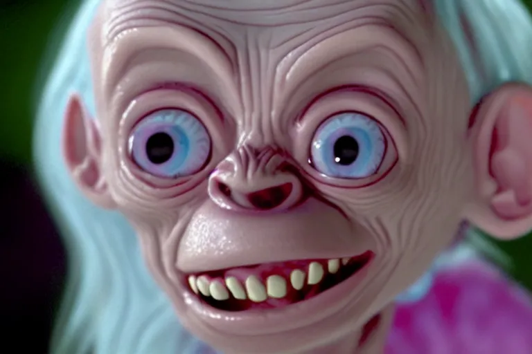 Prompt: still frame of gollum in barbie, by Jaap Buitendijk