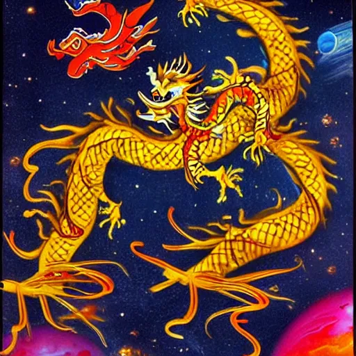 Prompt: chinese dragon in space, surreal