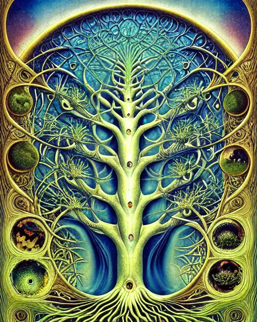 Image similar to tree of life by roger dean and andrew ferez, art forms of nature by ernst haeckel, divine chaos engine, symbolist, visionary, art nouveau, botanical fractal structures, organic, detailed, realistic, surreality