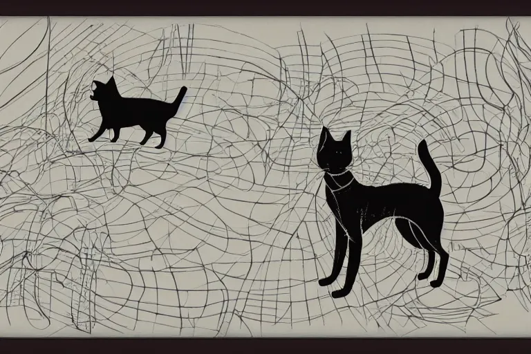 Prompt: in the style of neurographic drawing of a dog and cat