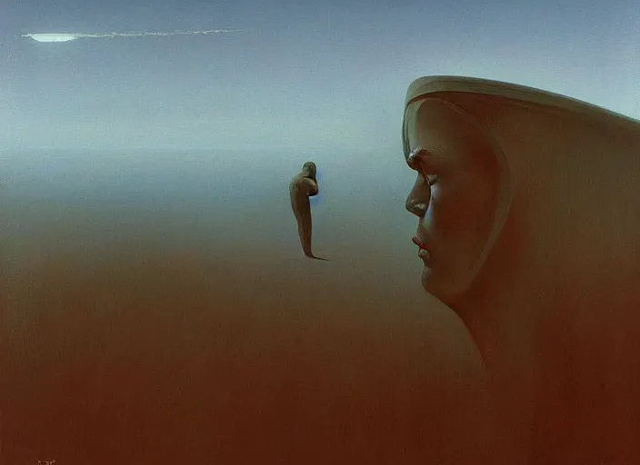 Prompt: portrait painting of closeup meditation, science fiction, Edward Hopper and James Gilleard, Zdzislaw Beksinski, highly detailed