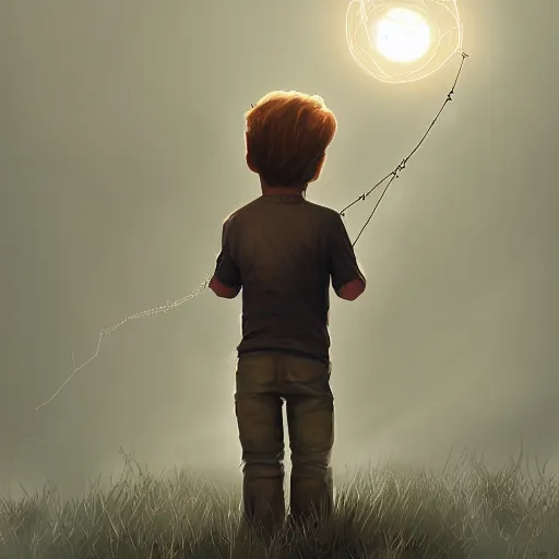 Image similar to the boy who caught the sun in his web, digital concept art, trending on art station