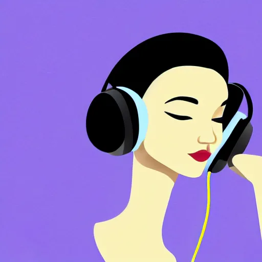 Prompt: illustration of a beautiful woman with headphones dancing