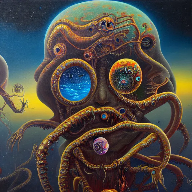 Image similar to an oil on canvas painting, polycount, surrealism, surrealist, cosmic horror, high detail