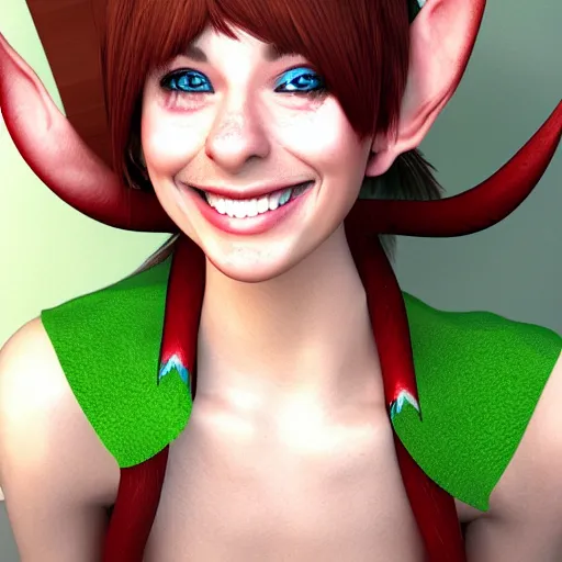 Image similar to photorealistic, beautiful smiling elf girl