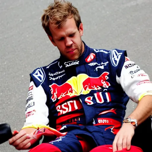 Prompt: sebastian vettel takes a nap