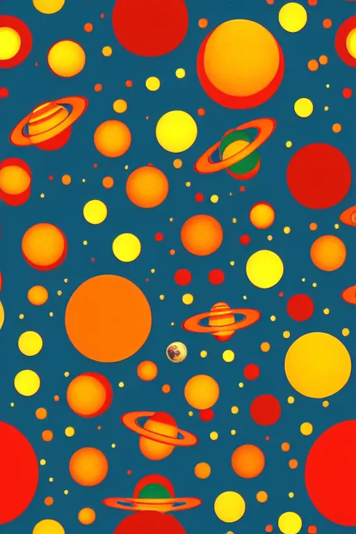 Prompt: seamless 2 d pattern of stunning planets and outer space, designed by edward hopper, abstract art, minimalism, award winning graphic design, 8 k, 4 k