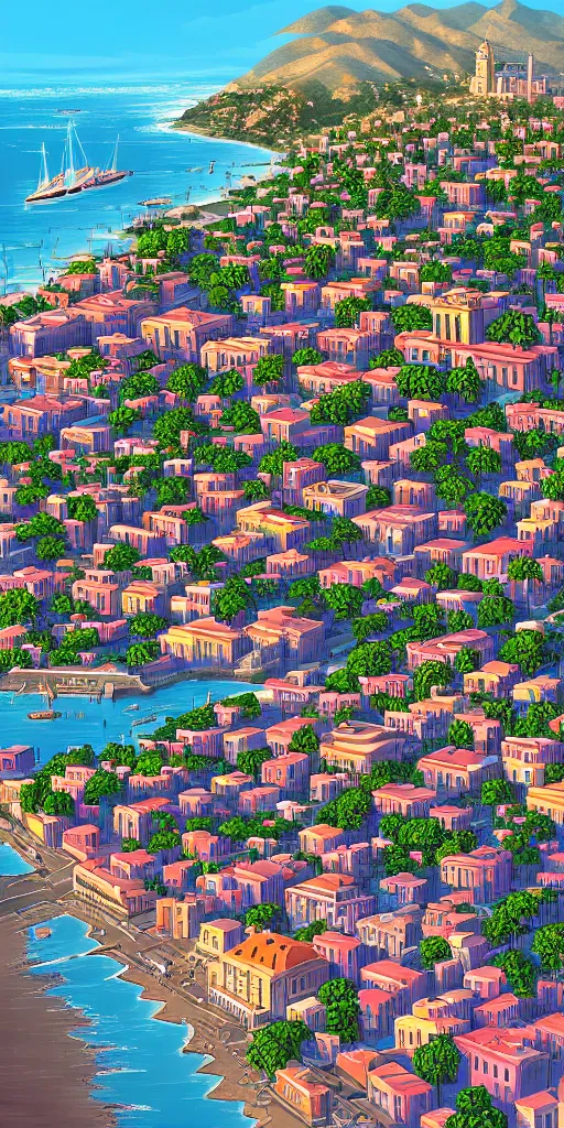 Image similar to the city of santa barbara, digital art, very cute, very beautiful, highly detailed, trending on artstation.