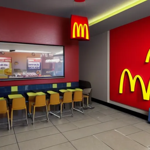 Image similar to a still of elmo in a mcdonalds, award - winning, photograph, 3 d render, unreal engine, 4 k detailed