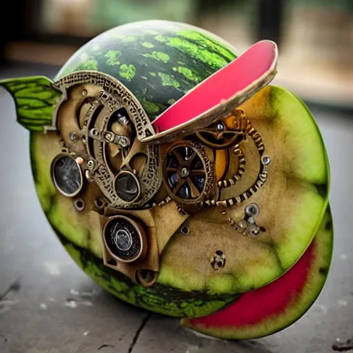 Prompt: steampunk watermelon,