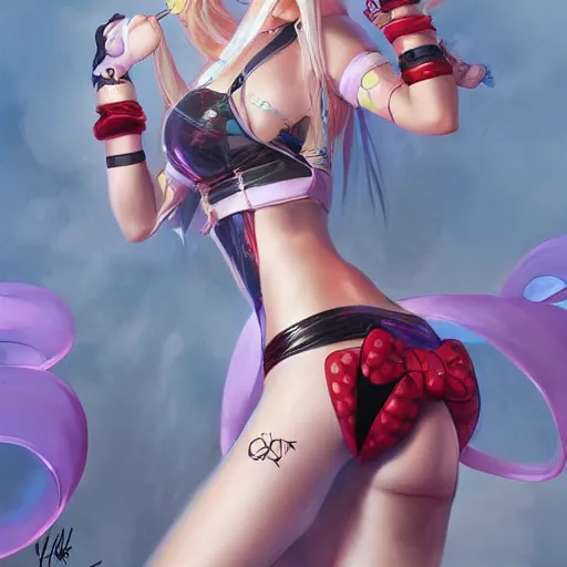 Prompt: Harley Queen as a Hello Kitty, by Stanley Artgerm Lau, WLOP, Rossdraws, James Jean, Andrei Riabovitchev, Marc Simonetti, Yoshitaka Amano, ArtStation, CGSociety,