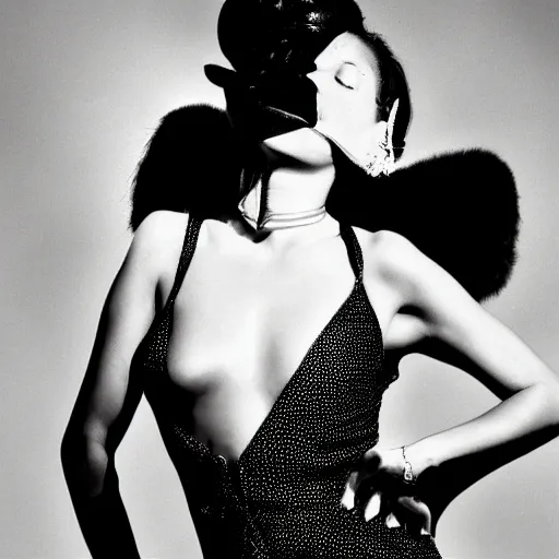 Image similar to photo of a young mexican woman in the style of helmut newton