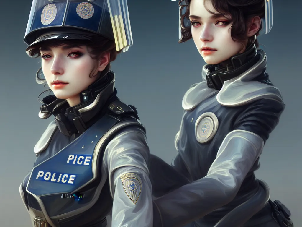 Image similar to portrait futuristic germany police uniform girl, at future neon light rooftop, ssci - fi and fantasy, intricate and very very beautiful and elegant, highly detailed, digital painting, artstation, concept art, smooth and sharp focus, illustration, art by tan zi and ayanamikodon and alphonse mucha and wlop