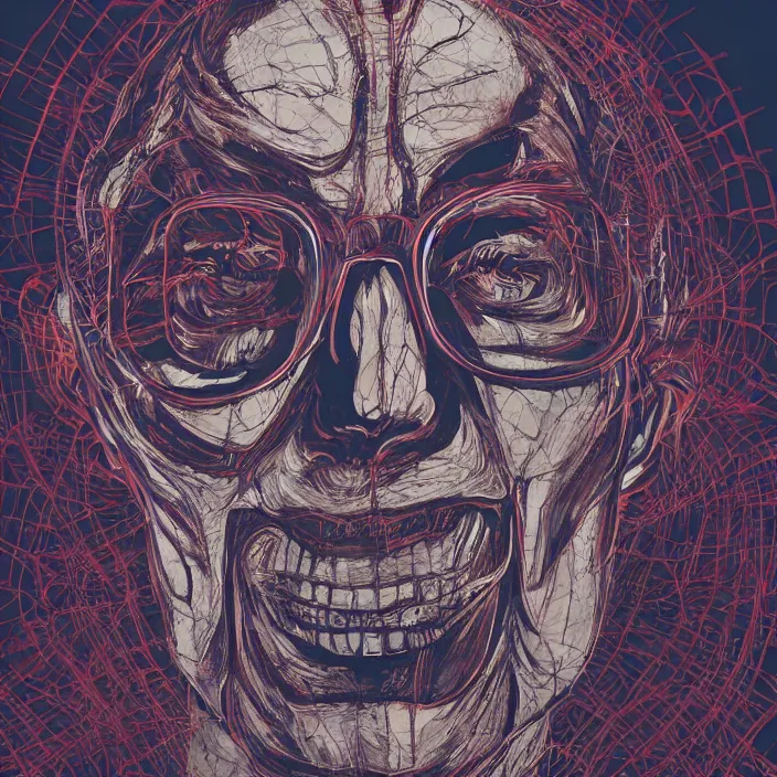 Image similar to portrait of Dalai Lama as skeleton. intricate abstract. intricate artwork. nightmare fuel. by Tooth Wu, wlop, beeple, dan mumford. octane render, trending on artstation, greg rutkowski very coherent symmetrical artwork. cinematic, hyper realism, high detail, octane render, 8k, iridescent accents