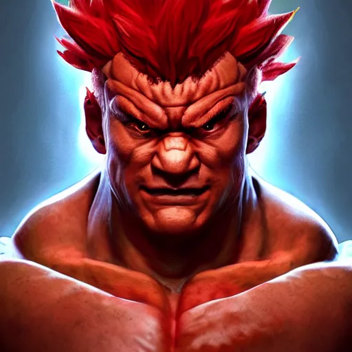 Image similar to portrait of akuma from street fighter, au naturel, hyper detailed, digital art, trending in artstation, cinematic lighting, studio quality, smooth render, unreal engine 5 rendered, octane rendered, art style by klimt and nixeu and ian sprigger and wlop and krenz cushart.
