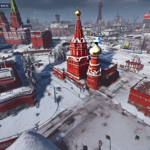 Image similar to the Moscow Red Square in the snow in Fallout 4, in game screenshot