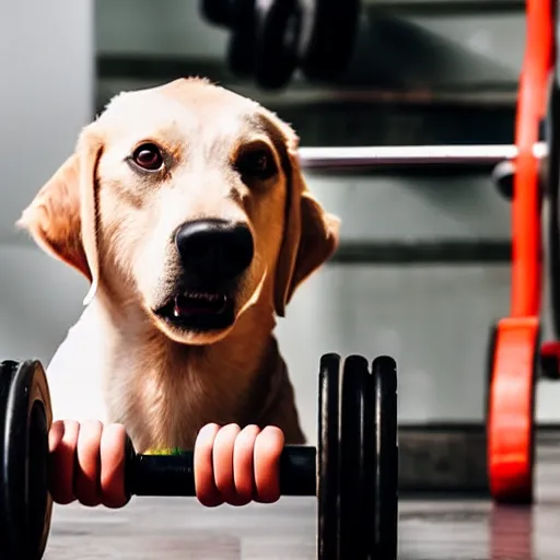 Image similar to a dog lifting weight