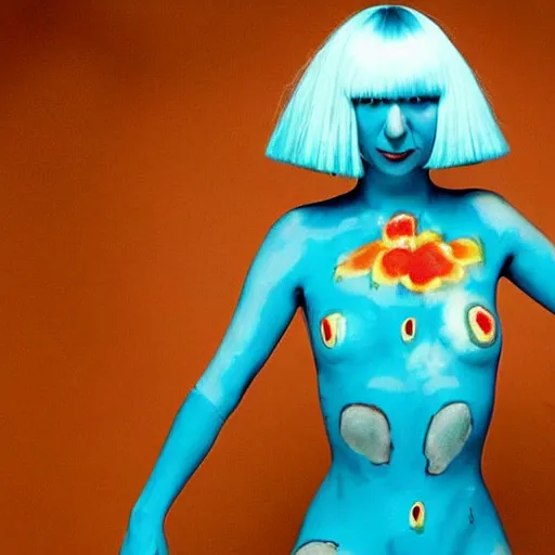 Image similar to Sia Furler photoshoot full body paint