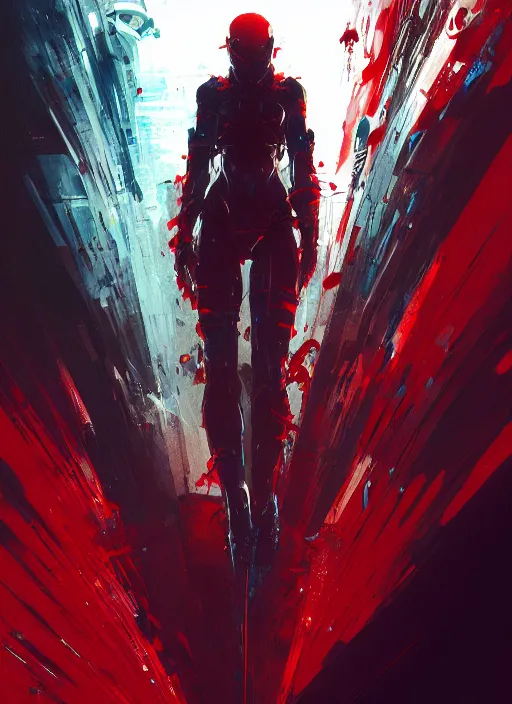 Image similar to painting of a web, highly detailed, digital painting, concept art, smooth, sharp focus, illustration, illustration by greg rutkowski, yoji shinkawa, 4 k, digital art, concept art, red color, trending on artstation, 8 k