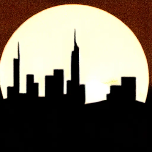 Image similar to a perfect circle, around the outer edge of the circle is the silhouette of a city skyline, inside the circle is empty, black and white, minimalist, in the style of a line drawing