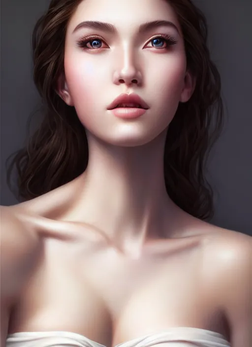 Image similar to a gorgeous female photo, professionally retouched, soft lighting, realistic, smooth face, full body shot, torso, dress, perfect eyes, wide angle, sharp focus on eyes, 8 k high definition, insanely detailed, intricate, elegant, art by artgerm and jason chan and mark litvokin