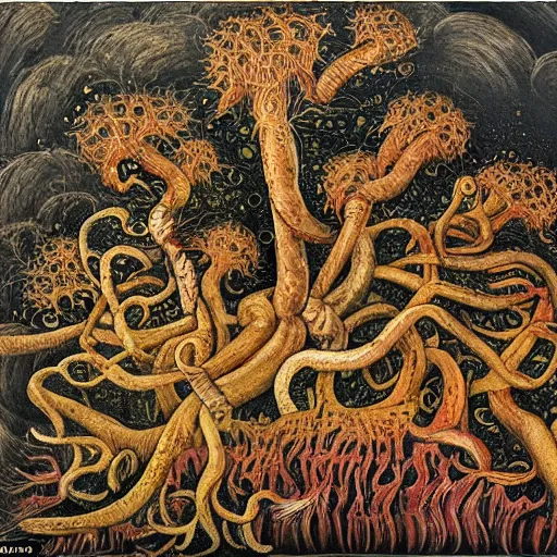 Prompt: traniphobia depicted, an epic dobri dobrev painting, fungus that consumes fermentable sugars in the wort