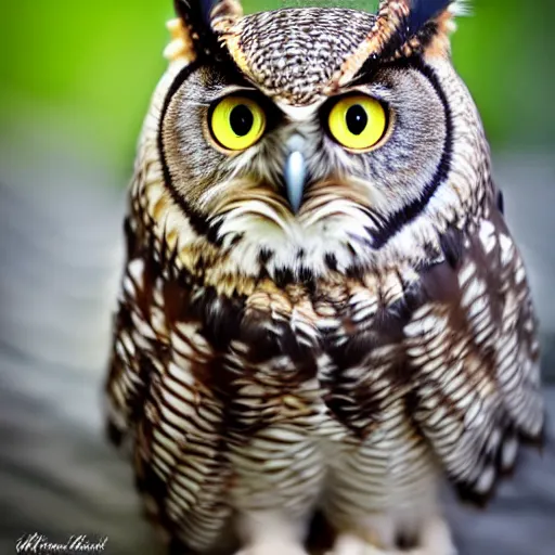 Image similar to a owl - cat - hybrid, animal photography