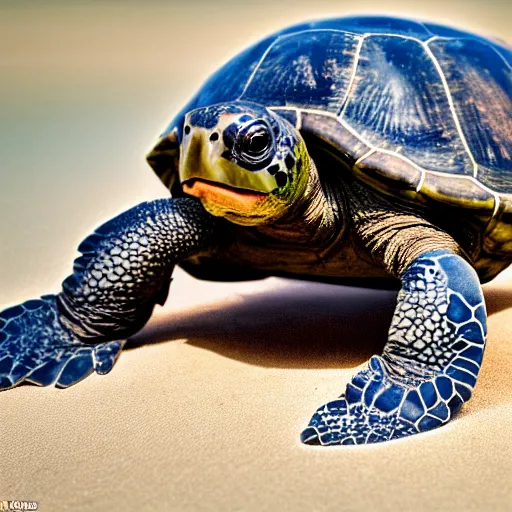 Image similar to An astonished Winston Churchill discovers the first turtle ever in Galapagos, XF IQ4, f/1.4, ISO 200, 1/160s, 8K, RAW, unedited