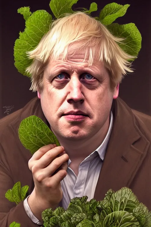 Image similar to boris johnson as garden bed for cabbage, realistic portrait, symmetrical, highly detailed, digital painting, artstation, concept art, smooth, sharp focus, illustration, cinematic lighting, art by artgerm and greg rutkowski and alphonse mucha