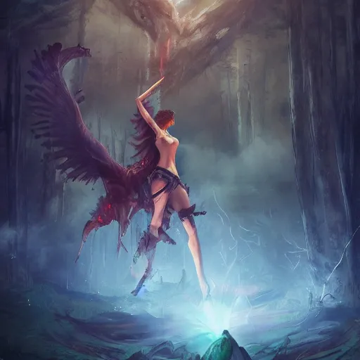 Image similar to fire magician fighting an elemental monster in a forest, by final fantasy, inspired by final fantasy, by charlie bowater, realistic, highly detailed, trending on artstation, 4 k, ultra detailed, soft light