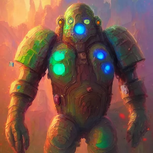 Image similar to small piece golem colorful, fantasy, intricate, highly detailed, digital painting, hq, trending on artstation, illustration, style of stanley artgerm and greg rutkowski and dan mumford