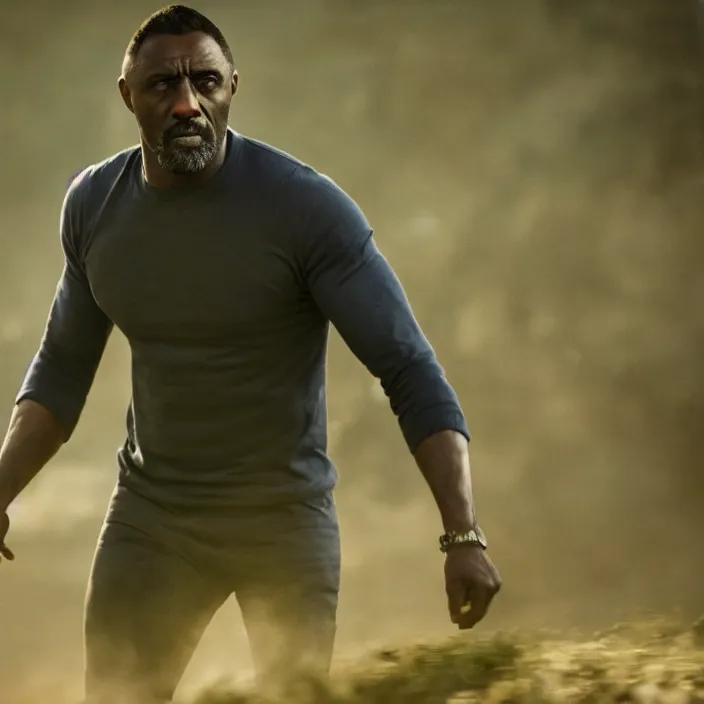 Image similar to film still of Idris Elba as Green Lanturn in new DC film, photorealistic 4k