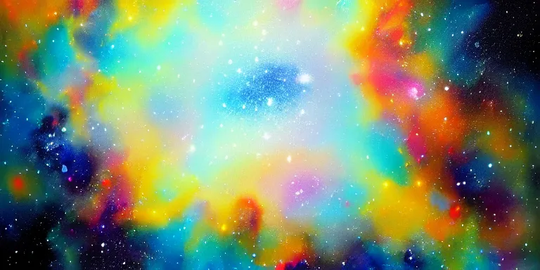 Prompt: a beautiful dramatic abstract acrylic high contrast painting with paint splotches on a white background of geometric shaped nebula by viktoria lapteva trending on artstation