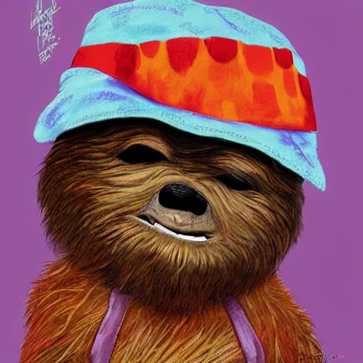 Prompt: cute ewok childrens book cover, colourful, digital art