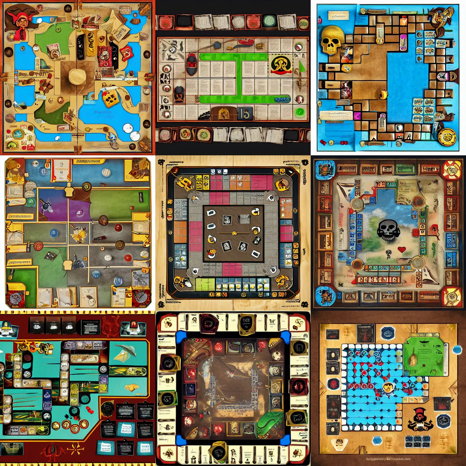 Prompt: board game layout in a pirate theme