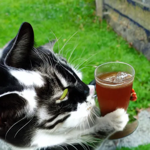 Prompt: the cat karakl drinks an energy drink