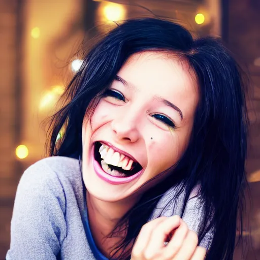 Image similar to cute cartoon girl laughing