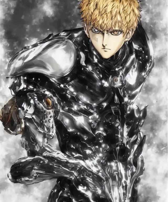 Image similar to genos from one punch man, collaborative painting by greg ruthowski, yoshikata amano, yoji shinkawa, highly detailed, complex, exquisite and beautiful, 4 k, 8 k, artstation