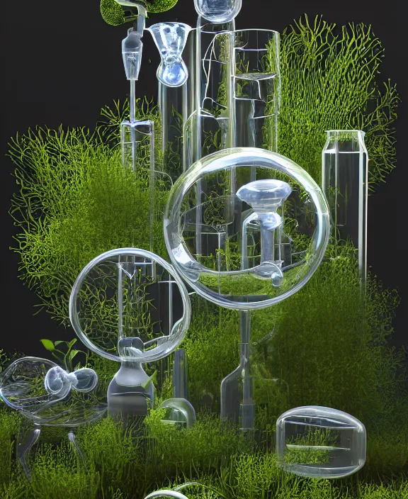 Image similar to intricate transparent clear see - through image of medical equipment, lush botany, garden environment, ultra realistic, concept art, fractal art, photorealistic, octane render, 8 k, unreal engine. art by nori inoguchi and sam kaplan and zachary goulko and christopher marley