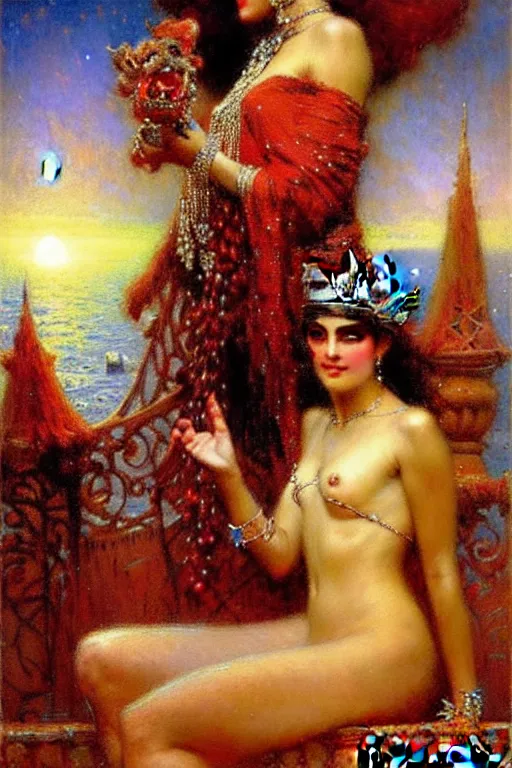 Prompt: king with diamonds by gaston bussiere