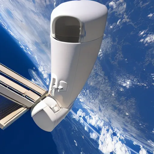 Prompt: a toilet being launched into space