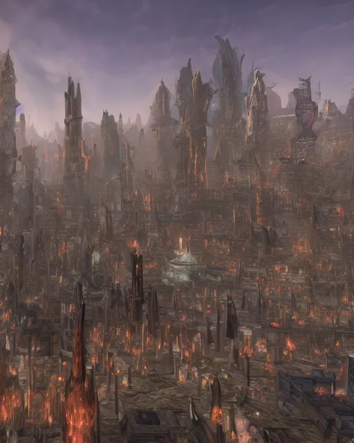 Image similar to City made of human flesh and viscera, from World of Warcraft, HD 4K, Unreal engine.
