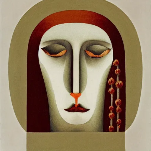 Image similar to floral face portrait by leonetto cappiello and wojciech siudmak and ernst fuchs, anni albers, oil on canvas