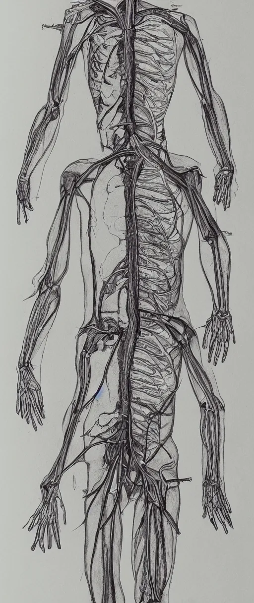 Image similar to human anatomy for artists, pen scetch